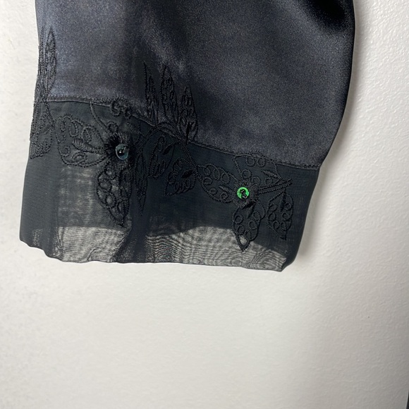 Morgan Taylor Intimates women robe size small satin black tie wrap - Picture 10 of 12